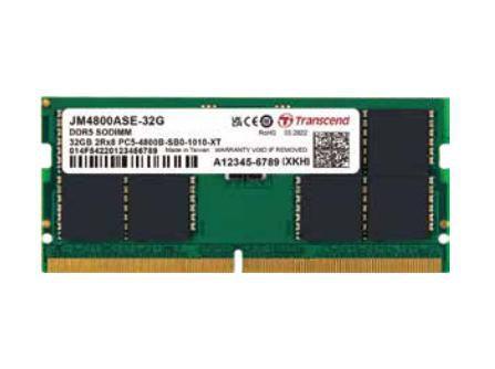 TRANSCEND 16GB JM DDR5 4800 SO-DIMM 1Rx8 2Gx8 CL40 1.1V (JM4800ASE-16G)