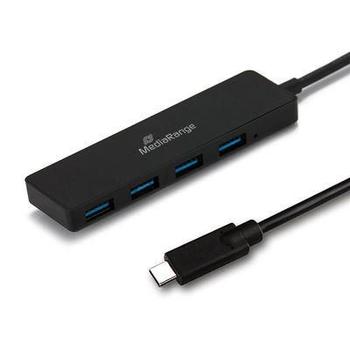 MediaRange USB Type-C auf USB 3.0 Verteiler 1 4 schwarz (MRCS508)