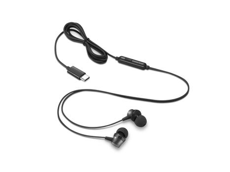 LENOVO o Go - Earphones with mic - in-ear - black - for ThinkCentre M60q Chromebox,  M70s Gen 3, M70t Gen 3, ThinkPad E14 Gen 3, P15v Gen 3 (4XD1J77351)