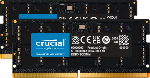 CRUCIAL - DDR5 - sats - 64 GB: 2 x 32 GB - SO DIMM 262-pin - 5600 MHz / PC5-44800 - CL46 - 1.1 V - icke ECC (CT2K32G56C46S5)