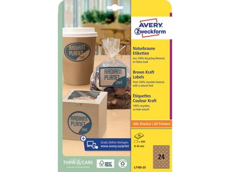 AVERY Etikett AVERY Ø40mm brun (600) (L7105-25)