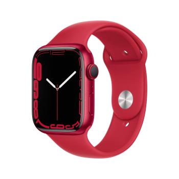 APPLE Watch Series 7 45mm (PRODUCT)RED Sport Band Smartklokke,  1,9" OLED Retina, GPS, BT, IP6X, 5ATM, WiFi, reim (PRODUCT)RED (MKN93DH/A)