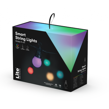 Lite bulb moments Smart G50 String Lys Globe 5 cm, RGB,10W, Alexa/ Google kompatibelt,  IP64  vannbestandig,  14m,Lite app (NSL911990)
