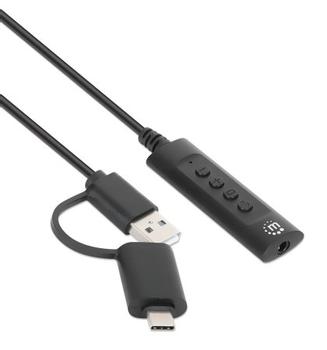 MANHATTAN MH 2-in-1 USB-C & USB-A to 3.5 mm Stereo Audio Aux Adapter C (153560)
