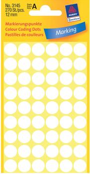 AVERY 3145 Ø12mm etiket hvid 270stk (3145*10)
