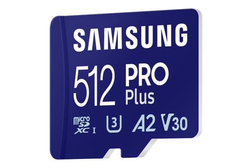 SAMSUNG PRO Plus microSD 512GB UHS-I U3 Full HD 4K UHD 180MB/s Read 130MB/s Write Memory Card Incl. SD-Adapter 2023 (MB-MD512SA/EU)