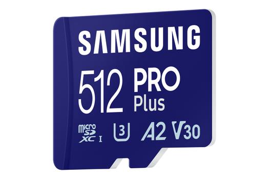 SAMSUNG PRO Plus microSD 512GB UHS-I U3 Full HD 4K UHD 180MB/s Read 130MB/s Write Memory Card Incl. SD-Adapter 2023 (MB-MD512SA/EU)