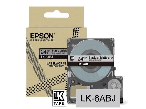 EPSON n LabelWorks LK-6ABJ - Matte - black on matte grey - Roll (2.4 cm x 8 m) 1 cassette(s) hanging box - tape - for LabelWorks LW-C610 (C53S672088)