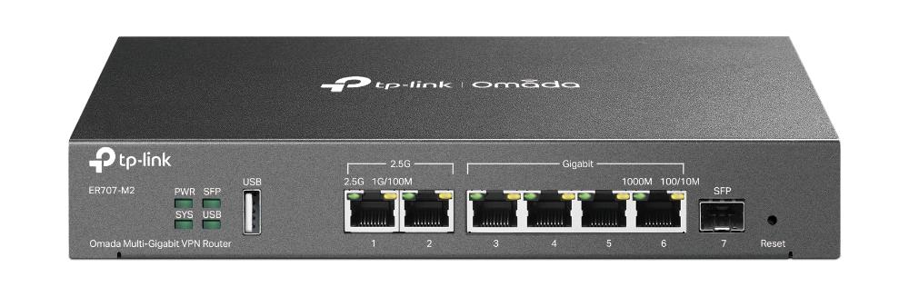 TP-LINK Omada Multi-Gigabit VPN Router 1x 2.5G RJ45 WAN Port 1x 2.5G RJ45 WAN/LAN Port 1x Gigabit SFP WAN/LAN Port 4x Gigabit RJ45 (ER707-M2)