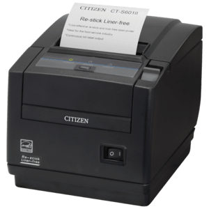 CITIZEN CT-S601IIR Printer, Restick/ Liner-free,  No interface,  Black (CTS601IIS3NEBXRX)