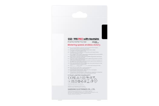 SAMSUNG 990 PRO MZ-V9P1T0GW - SSD - krypterat - 1 TB - inbyggd - M.2 2280 - PCIe 4.0 x4 (NVMe) - 256 bitars AES - TCG Opal Encryption 2.0 - integrerad kylfläns - för Sony PlayStation 5 (MZ-V9P1T0GW)