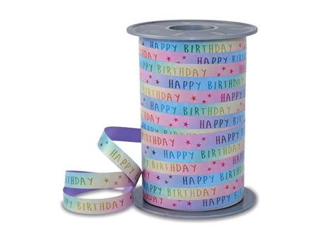 RAINBOW Gavebånd 200mx10mm bursdag (4269-001)