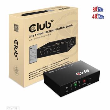 CLUB 3D 3 To 1 HdmiT 8K60Hz/ 4K120Hz (CSV-1381)