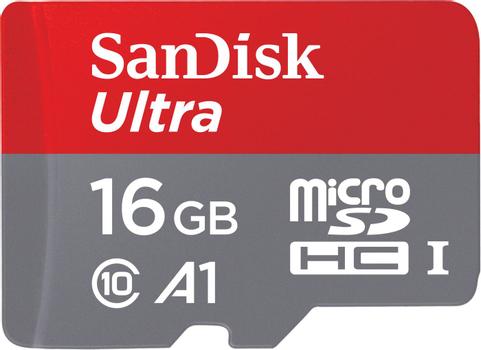 SANDISK Ultra microSDHC 16GB + SD Adapter  98MB/s A1 Class 10 UHS-I - Imaging Packaging (SDSQUAR-016G-GN6IA $DEL)