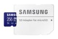 SAMSUNG g PRO Plus MB-MD256SA - Flash memory card (microSDXC to SD adapter included) - 256 GB - A2 / Video Class V30 / UHS-I U3 - microSDXC UHS-I - blue (MB-MD256SA/EU)