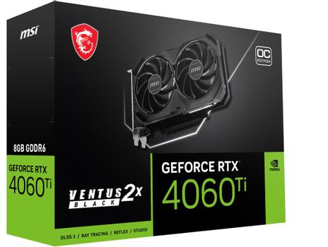 MSI GeForce RTX 4060 Ti Ventus 2X Black 8G OC, 8192 MB GDDR6 (V515-017R)