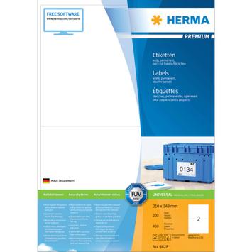 Herma Premium - Papir - matt - permanent selv-adhesiv - hvit - A5 (148 x 210 mm) 400 etikett(er) (200 ark x 2) laminerte etiketter (4628)