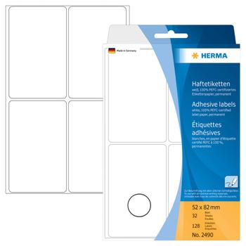 HERMA multi-purpose labels, white, 52 x 82 mm, (128) (2490)