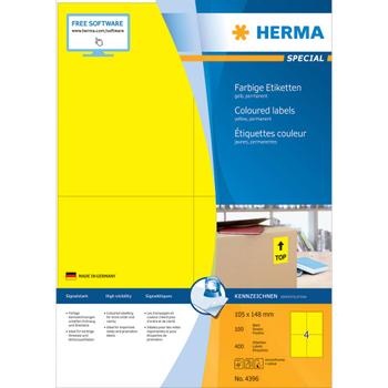 HERMA Coloured Label Yellow 4396 600 Sheets  400 pcs.    105X148 (4396)