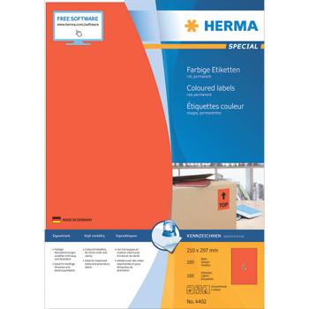HERMA Etikett HERMA Färg röd 210x297mm (100) (4402)