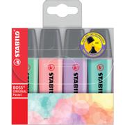 STABILO BOSS ORIGINAL Pastel Highlighter Chisel Tip 2-5mm Line Assorted Colours (Wallet 4) - 70/4-2