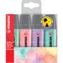 STABILO BOSS ORIGINAL Pastel Highlighter Chisel Tip 2-5mm Line Assorted Colours (Wallet 4) - 70/4-2