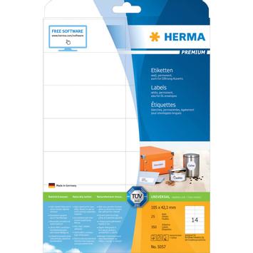 Herma Premium - Papir - matt - permanent selv-adhesiv - hvit - 105 x 42.3 mm 350 etikett(er) (25 ark x 14) laminerte etiketter (5057)