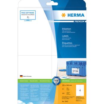 HERMA Labels          105X148 25 Sheets DIN A4 100 pcs. 5063 (5063)