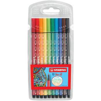 STABILO Pen 68 Fibre Tip Pen 1mm Line Assorted Colours (Wallet 10) - 6810/PL (6810/PL)