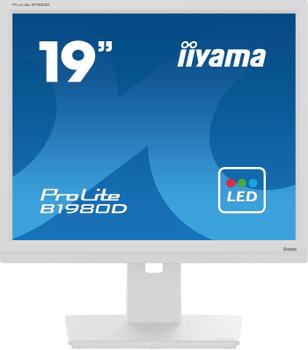 IIYAMA a ProLite B1980D-W5 - LED monitor - 19" - 1280 x 1024 @ 60 Hz - TN - 250 cd/m² - 1000:1 - 5 ms - DVI, VGA - matt white (B1980D-W5)
