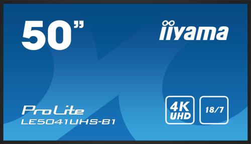 IIYAMA 50 3840x2160 4K UHD VA panel 1% Haze Landscape mode Speakers 2x 10W  VGA 3x HDMI 350cd/m² M (LE5041UHS-B1)