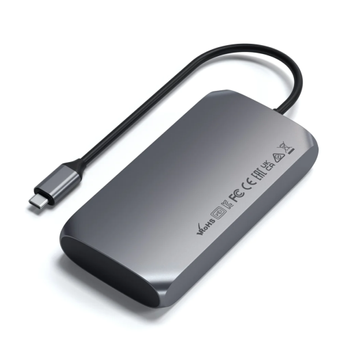 SATECHI USB-C M1 Multimedia Adapter (grå) 1xUSB-C PD85W, 2xUSB-A, 1xUSB-C, 2xHDMI (ST-UCM1HM)