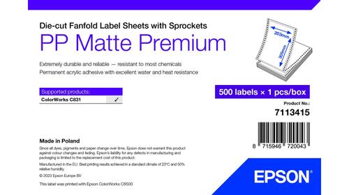 EPSON PP MATTE LABEL PREM DIE-CUT FANFOLD SHEETS WITH SPROCKETS 20 SUPL (7113415)
