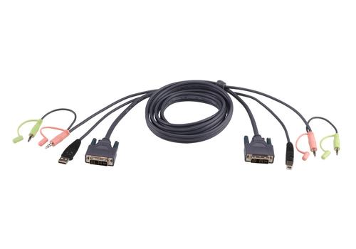 ATEN KVM kabel DVI-D (DL) + USB, 1,8 m USB, DVI, Minijack - USB, DVI, Minijack (2L7D02UD)