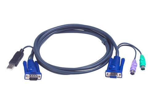 ATEN KVM-kablage,  HD15 ha & USB A ha till HD15 ho & 2xPS/2 ha, 1,8m (2L5502UP)