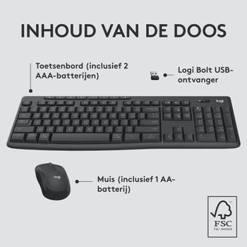 LOGITECH Business Toetsenbord en muis Draadloos QWERTY met bluetooth Grafiet MK370 (920-012077)
