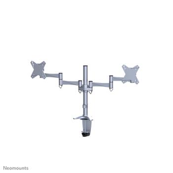 Neomounts by Newstar FPMA-D1330DSILVER Desk Mount Clamp/ Grommet 2xFlatscreen 10-27inch 18kg VESA 75x75/ 100x100mm tilt swivel rotate pivot silver (FPMA-D1330DSILVER)