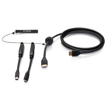 C2G G 10ft (3m) 4K HDMI Premium Cable and Dongle Adapter Ring with Color Coded Mini DisplayPort and USB-C - Video adapter kit - black - 4K60Hz support, 4K30Hz support (mDP), gold flashed contacts (C2G30056)