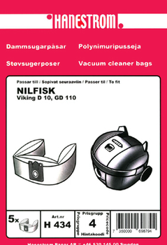 HANESTRÖM Dammsugarpåsar Hanestrom Nilfisk Viking  D10.GD110. 5P (H434)