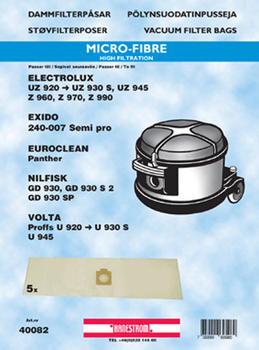 HANESTRÖM Dammsugarpåsar Hanestrom Nilfisk GD 930 syntet 5st (40082)