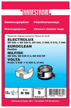 HANESTRÖM Dammsugarpåsar Hanestrom Electrolux UZ 930 S  10-P (H96)