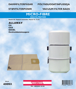 HANESTRÖM Dammsugarpåsar Hanestrom Allaway CA/CXA  5P  10liter (40093)