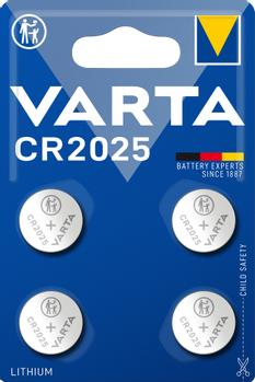 VARTA CR2025 Lithium Coin 4 Pack (6025101404)