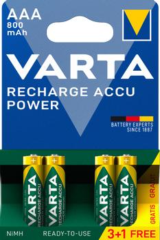 VARTA Recharge Charge Accu Power AAA 800mAh 4 Pack (3+1) (56703101494)