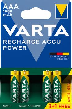 VARTA Recharge Charge Accu Power AAA 1000mAh 4 Pack (3+1) (5703301494)
