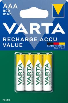 VARTA Recharge Charge Accu Value AAA 800mAh 4 Pack (56613101404)