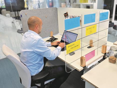 LEGAMASTER ELEMENTS desk divider transparant 60x120cm clamps (7-209711)