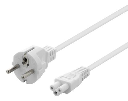 DELTACO device cable, straight CEE 7/7 - straight IEC C5, 0.5m, 3X0.75mm2,  white (DEL-109C-50V)