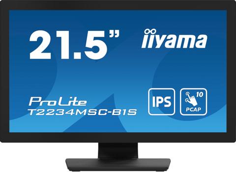 IIYAMA a ProLite T2234MSC-B1S - LED monitor - 22" (21.5" viewable) - touchscreen - 1920 x 1080 Full HD (1080p) - IPS - 350 cd/m² - 1000:1 - 18 ms - HDMI, VGA, DisplayPort - speakers - black, matte (T2234MSC-B1S)
