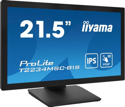 IIYAMA a ProLite T2234MSC-B1S - LED monitor - 22" (21.5" viewable) - touchscreen - 1920 x 1080 Full HD (1080p) - IPS - 350 cd/m² - 1000:1 - 18 ms - HDMI, VGA, DisplayPort - speakers - black, matte (T2234MSC-B1S)